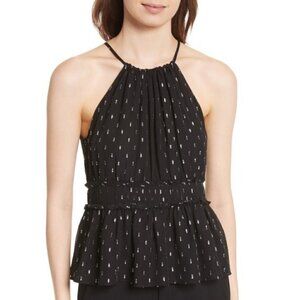 Joie Shawnette Metallic Silk Chiffon Halter Top